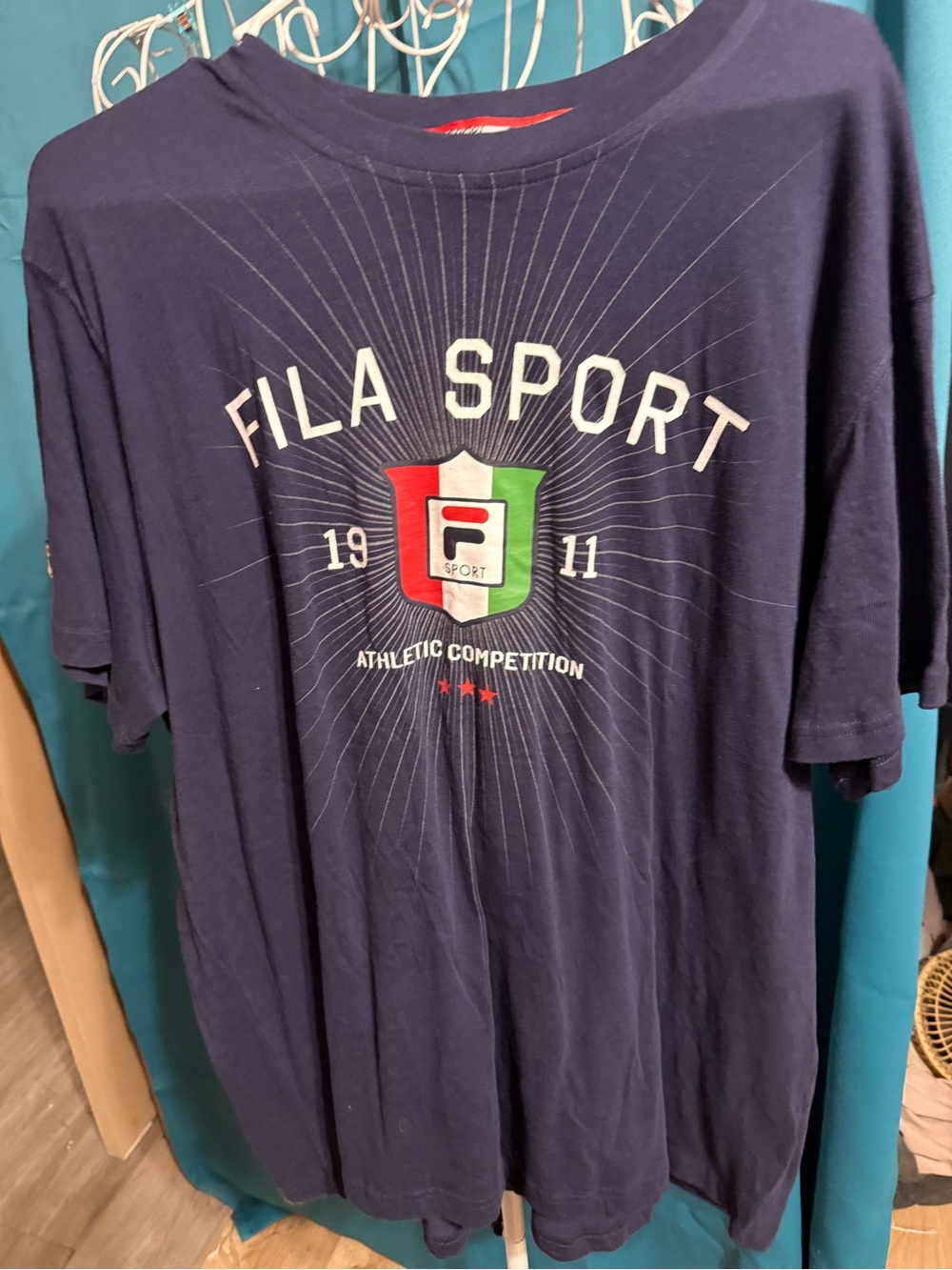 Fila Sport Navy Short-Sleeve Graphic Tee with Red & Green Crest